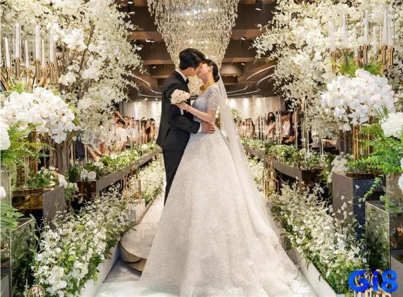 Hình ảnh một buổi lễ cưới tuyệt đẹp, thể hiện sự hạnh phúc và thành công trong cuộc sống cá nhân